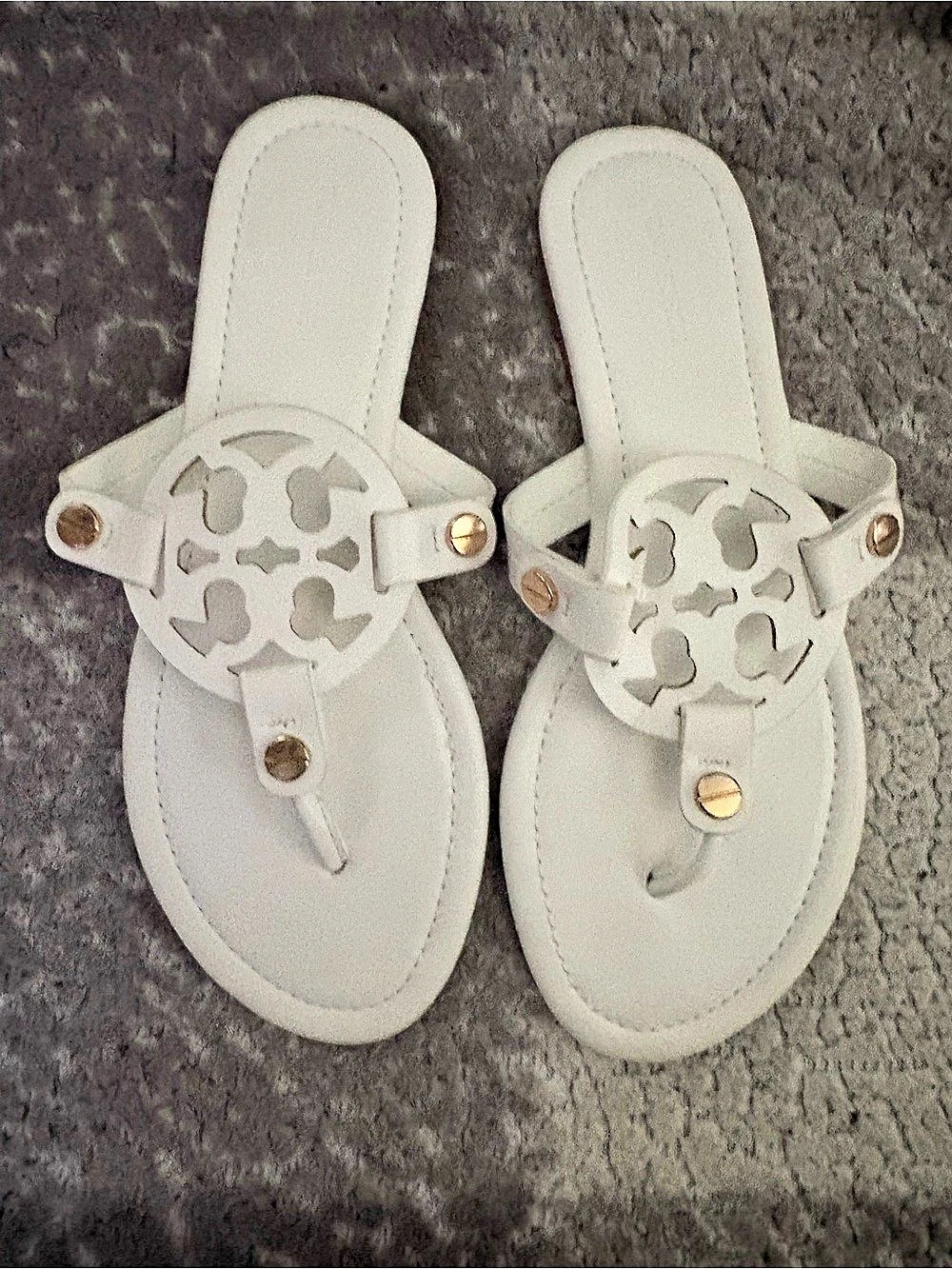 Tory Burch Metal Miller Leather Thong Sandal Sandals White